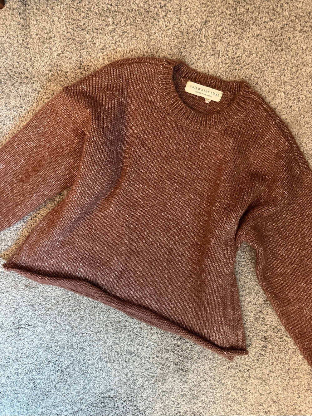 saltwater LUXE rust crewneck sweater
